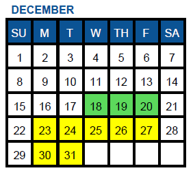 District School Academic Calendar for Cedar Hills Elementary for December 2024