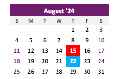 District School Academic Calendar for Burlington Elementary School for August 2024