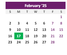 District School Academic Calendar for Burlington Elementary School for February 2025