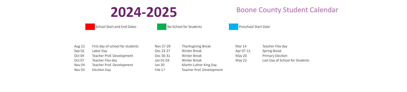 District School Academic Calendar Key for Burlington Elementary School