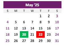 District School Academic Calendar for Burlington Elementary School for May 2025