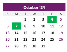 District School Academic Calendar for Burlington Elementary School for October 2024
