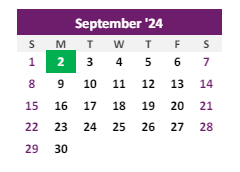 District School Academic Calendar for Burlington Elementary School for September 2024