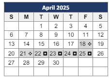 District School Academic Calendar for Excel High School for April 2025