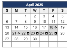 District School Academic Calendar for Parkway Academy Of Technology And Health for April 2025