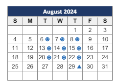 District School Academic Calendar for Excel High School for August 2024