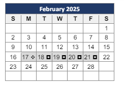 District School Academic Calendar for Henry L Higginson for February 2025