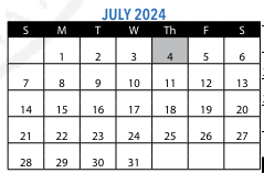 District School Academic Calendar for Excel High School for July 2024