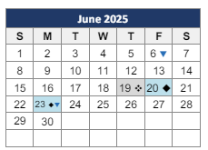 District School Academic Calendar for Excel High School for June 2025