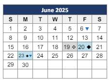 District School Academic Calendar for Elc - West Zone for June 2025