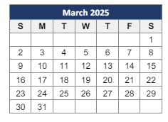 District School Academic Calendar for Mission Hill School for March 2025