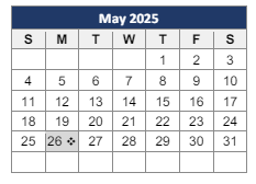 District School Academic Calendar for Excel High School for May 2025