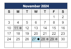 District School Academic Calendar for Boston Middle School Academy for November 2024
