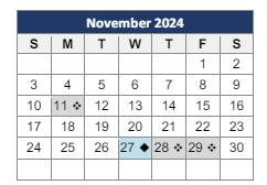 District School Academic Calendar for Nathan Hale for November 2024