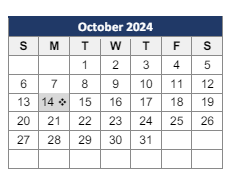 District School Academic Calendar for Excel High School for October 2024