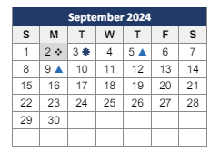 District School Academic Calendar for Lilla G. Frederick Middle School for September 2024
