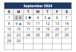 District School Academic Calendar for Excel High School for September 2024