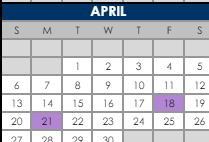 District School Academic Calendar for Jamestown Elementary School for April 2025