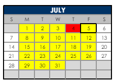 District School Academic Calendar for Lafayette Elementary School for July 2024