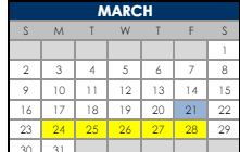 District School Academic Calendar for Centennial Middle School for March 2025