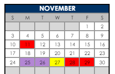 District School Academic Calendar for Centaurus High School for November 2024