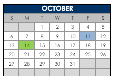 District School Academic Calendar for Horizons K-8 Alternative Charter School for October 2024