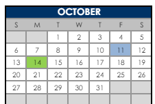 District School Academic Calendar for Halcyon School (special Education) for October 2024