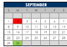 District School Academic Calendar for Horizons K-8 Alternative Charter School for September 2024