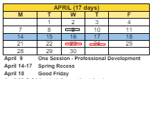 District School Academic Calendar for Longfellow School for April 2025