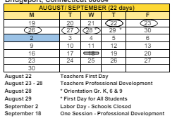 District School Academic Calendar for Hall School for August 2024