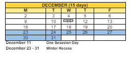 District School Academic Calendar for Bridgeport Aurora High School for December 2024