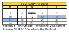 District School Academic Calendar for Hall School for February 2025