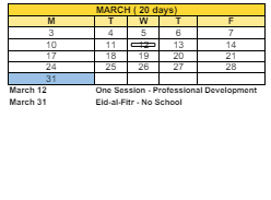 District School Academic Calendar for Longfellow School for March 2025