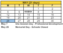 District School Academic Calendar for Longfellow School for May 2025