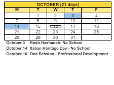 District School Academic Calendar for Bridgeport Aurora High School for October 2024