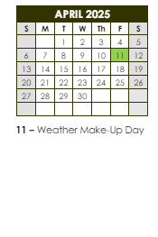 District School Academic Calendar for Helmsburg Elementary School for April 2025