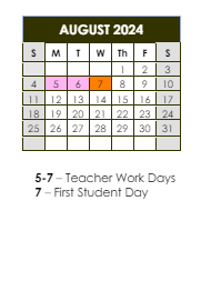 District School Academic Calendar for Helmsburg Elementary School for August 2024