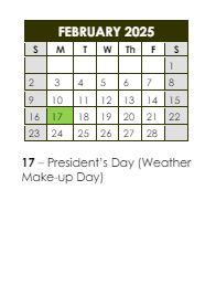 District School Academic Calendar for Helmsburg Elementary School for February 2025