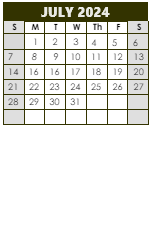 District School Academic Calendar for Helmsburg Elementary School for July 2024