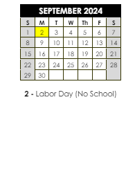District School Academic Calendar for Helmsburg Elementary School for September 2024