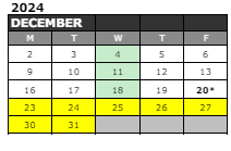 District School Academic Calendar for Cardinal Elementary Sch for December 2024
