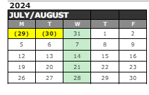 District School Academic Calendar for Cardinal Elementary Sch for July 2024