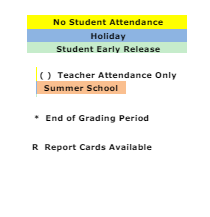District School Academic Calendar Legend for Cardinal Elementary Sch