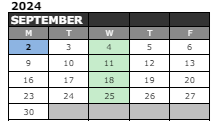 District School Academic Calendar for Cardinal Elementary Sch for September 2024