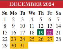 District School Academic Calendar for Putegnat Elementary for December 2024