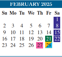 District School Academic Calendar for Brownsville Learning Acad for February 2025