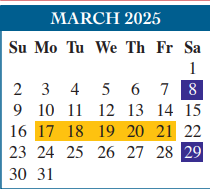District School Academic Calendar for Egly Elementary for March 2025