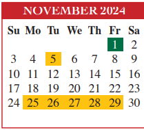 District School Academic Calendar for Putegnat Elementary for November 2024