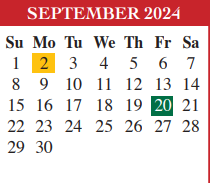District School Academic Calendar for Aiken Elementary for September 2024