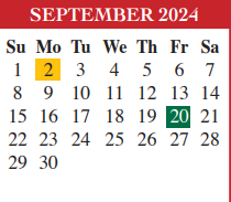 District School Academic Calendar for Putegnat Elementary for September 2024